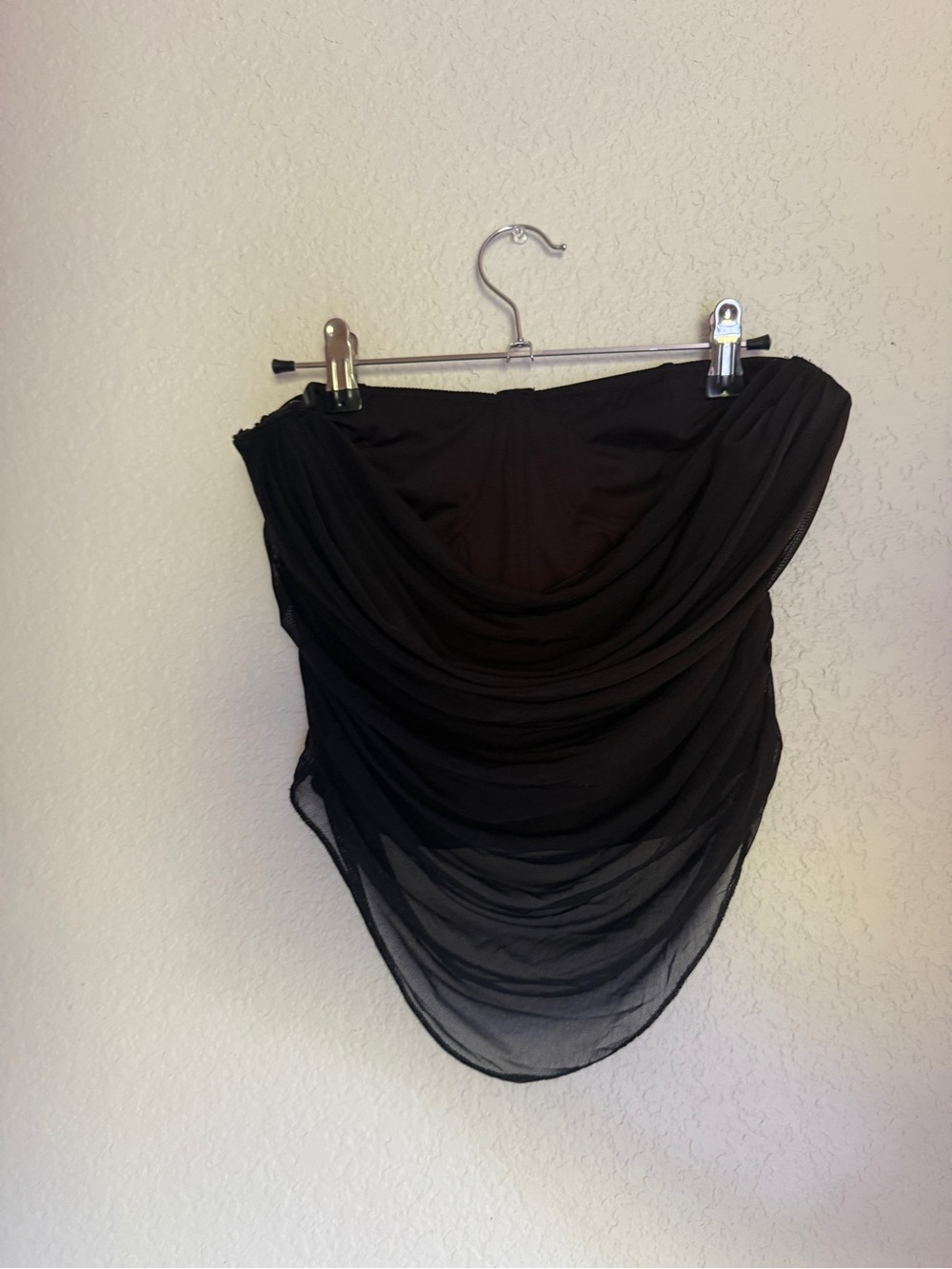 Black Draped Chiffon Women's Corset